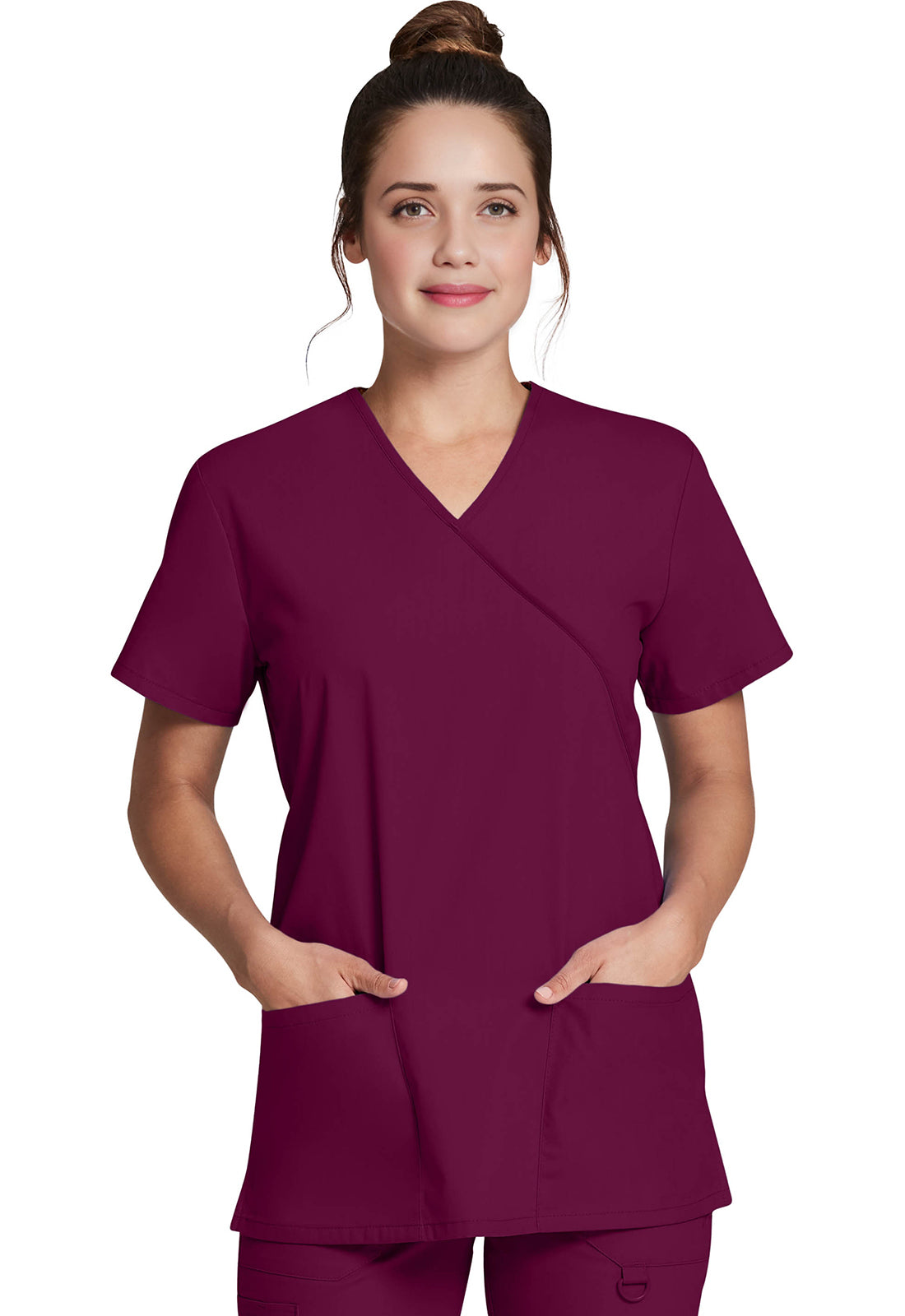 Dickies DKE632 Mock Wrap Tunic - Wine (front)