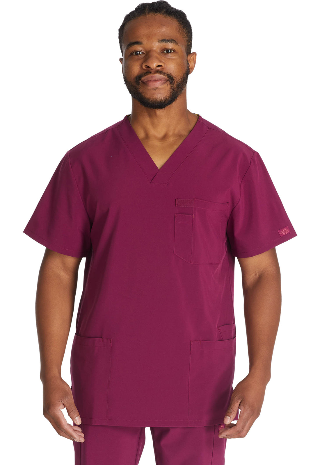 Dickies DKE645 Men's V-Neck Top - Wine (front)