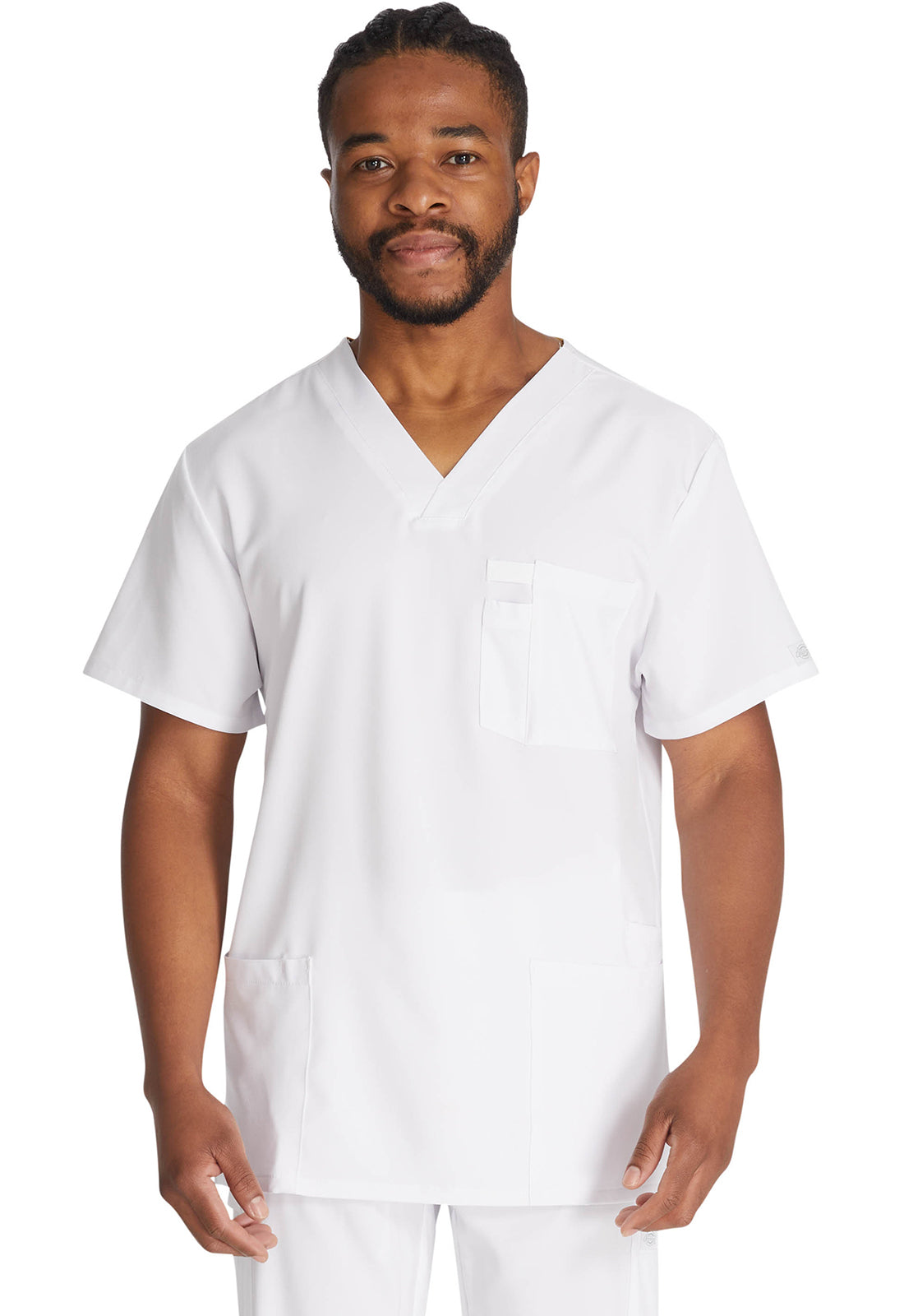 Dickies DKE645 Men's V-Neck Top - White (front)