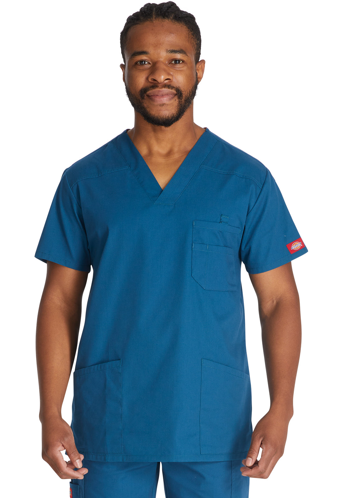 Dickies DKE81906 Men's V-Neck Top - Caribbean Blue (front)