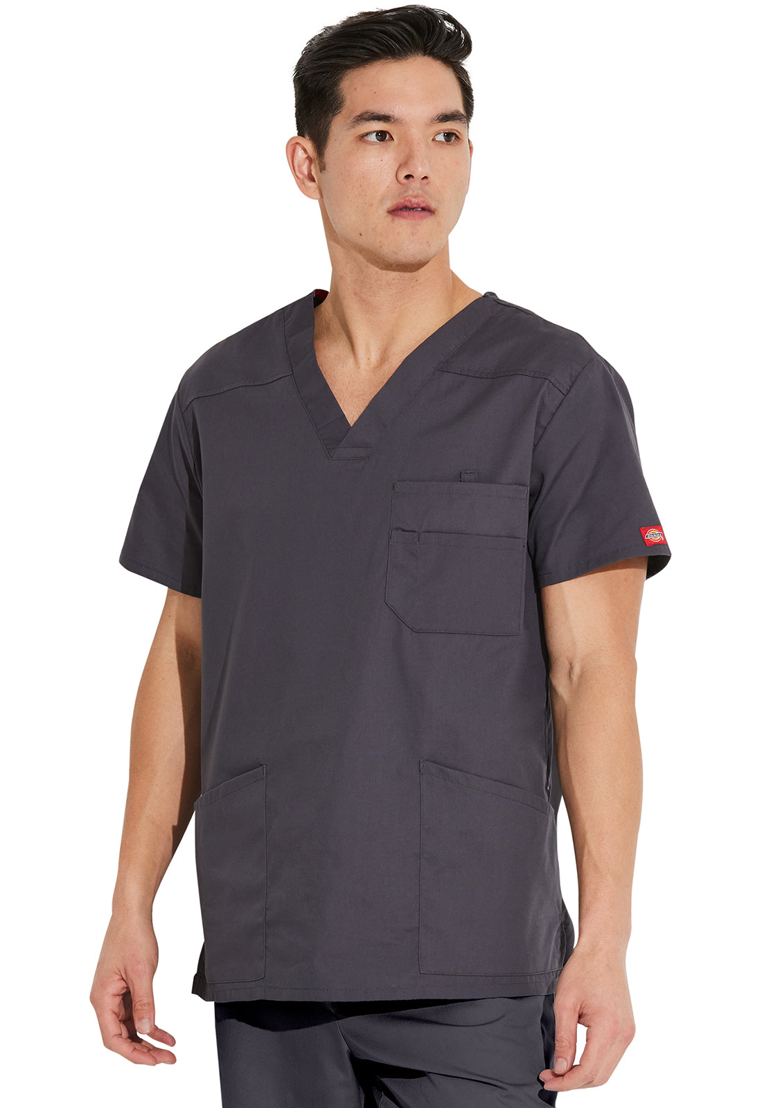 Dickies DKE81906 Men's V-Neck Top - Pewter (front)
