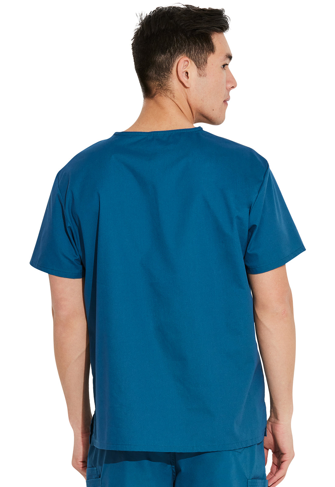 Dickies DKE83706 Unisex Tuckable V-Neck Top - Caribbean Blue (back)