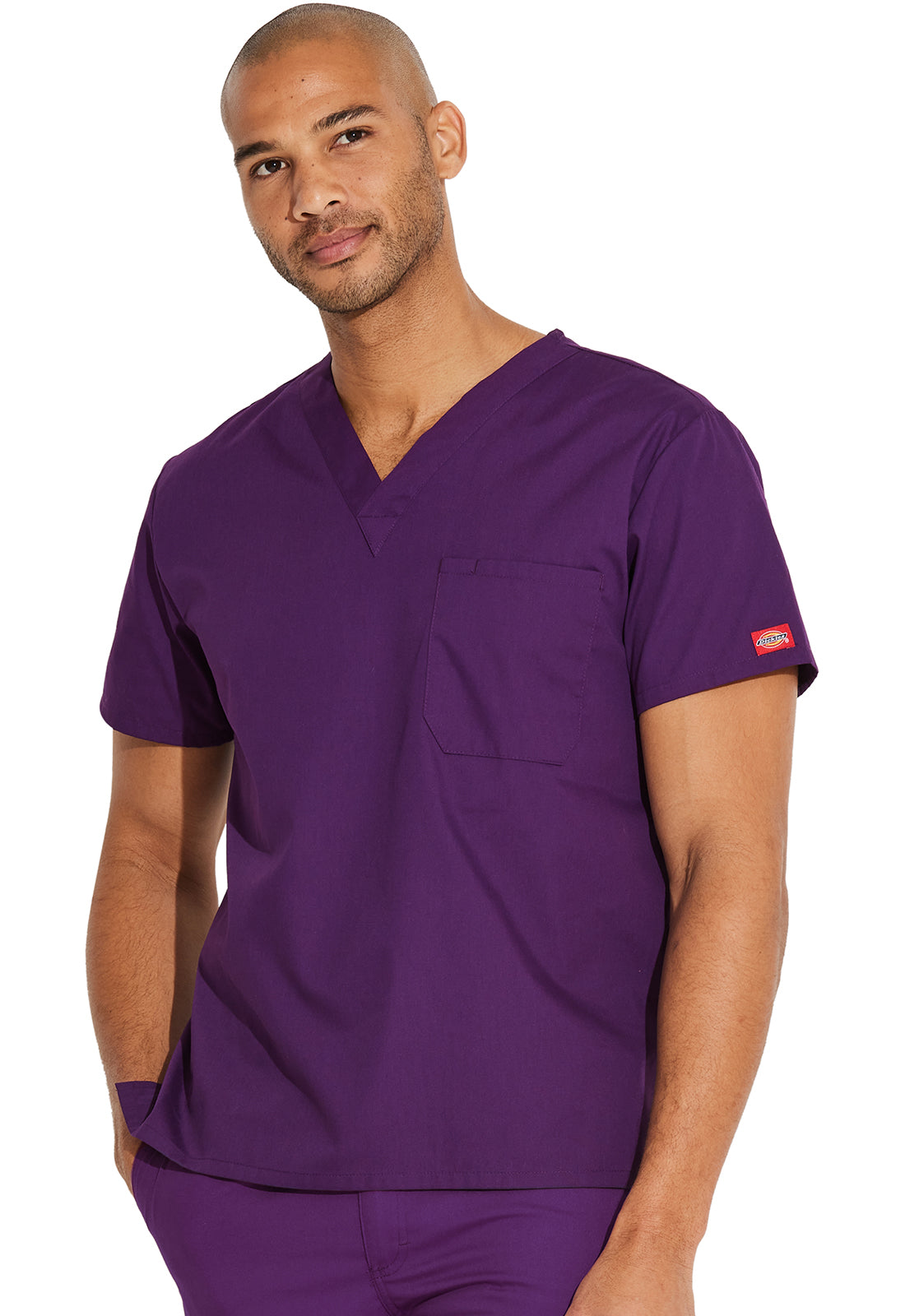 Dickies DKE83706 Unisex Tuckable V-Neck Top - Eggplant (front)