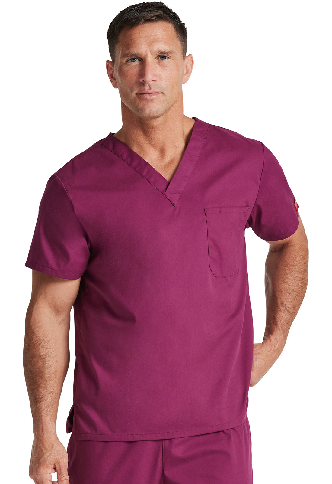 Dickies DKE83706 Unisex Tuckable V-Neck Top - Wine (front)