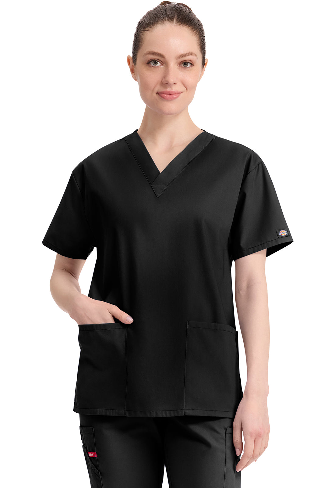 Dickies DKE86706 V-Neck Top - Black (front)