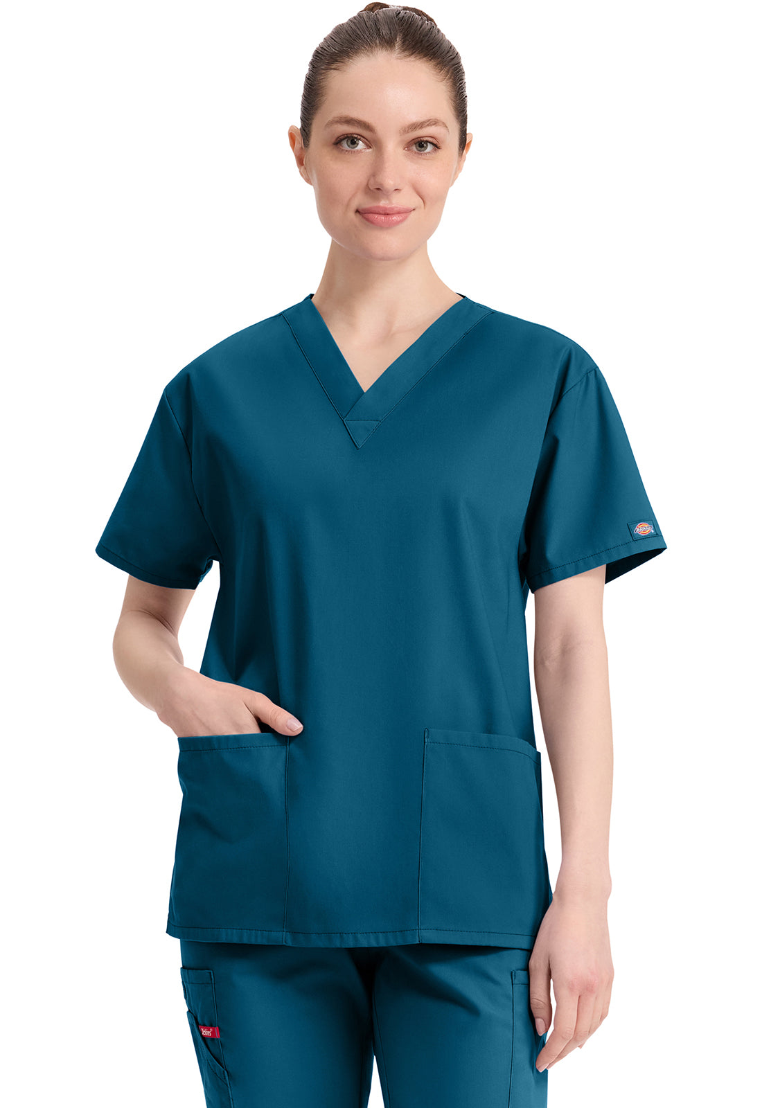 Dickies DKE86706 V-Neck Top - Caribbean Blue (front)