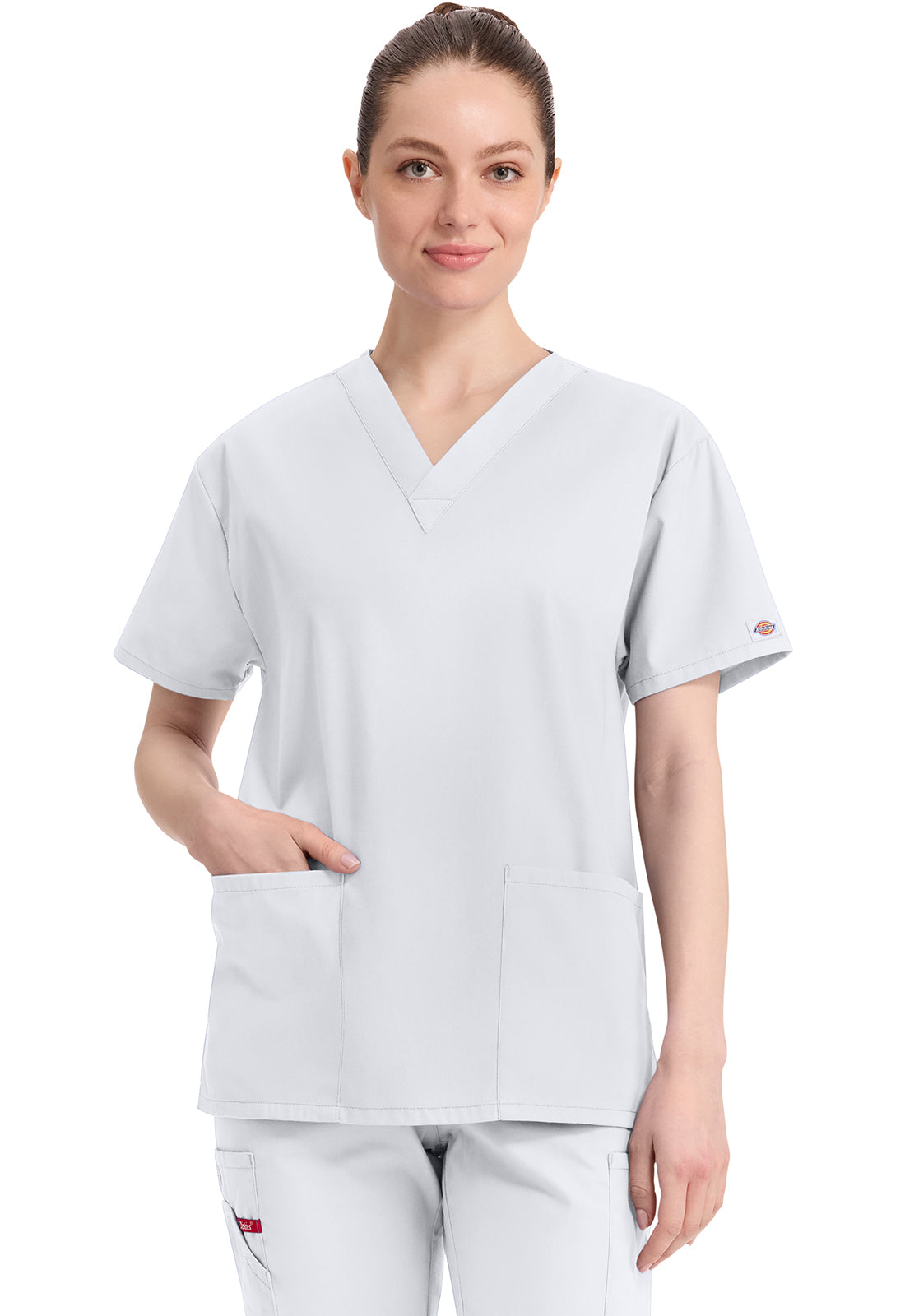 Dickies DKE86706 V-Neck Top - White (front)