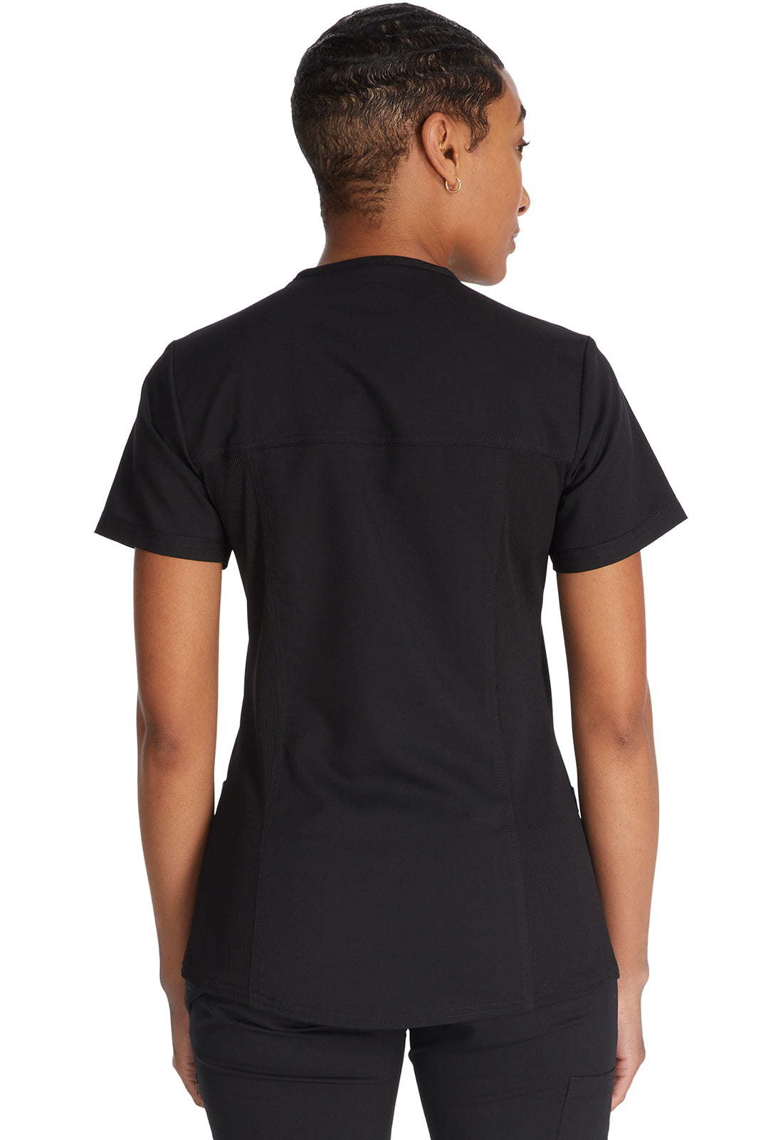 Dickies DKE870 V-Neck Top With Rib Knit Panels - Black (back)