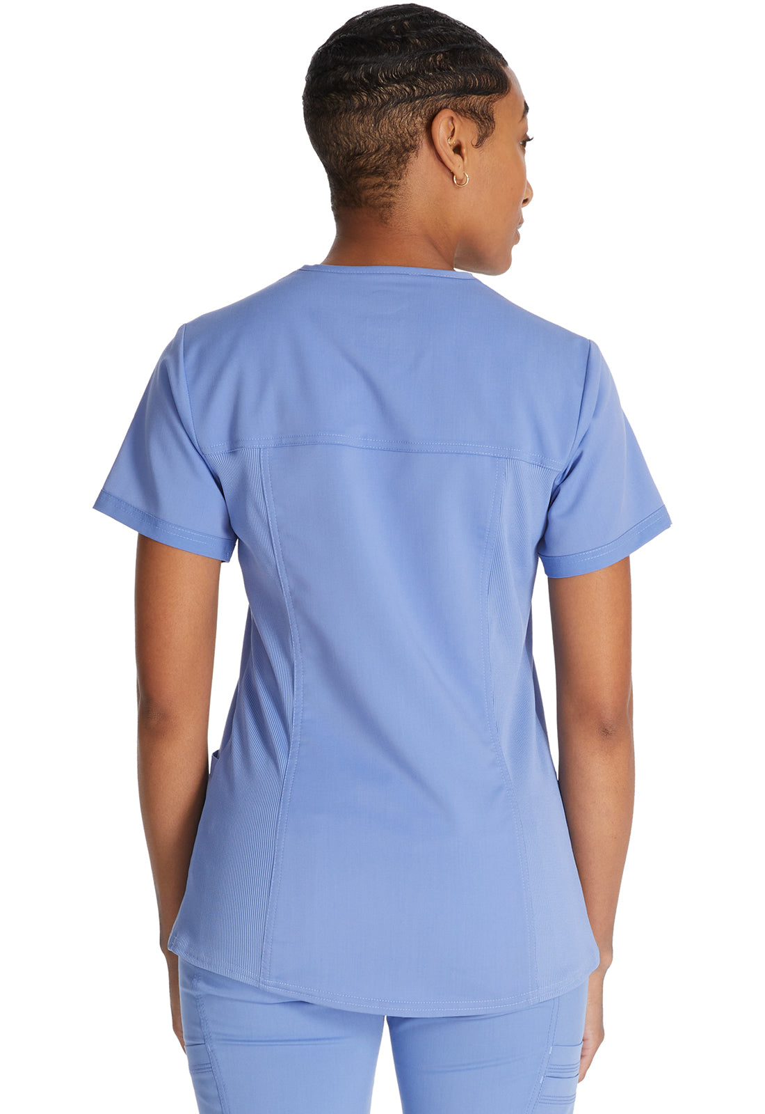Dickies DKE870 V-Neck Top With Rib Knit Panels - Ciel Blue (back)