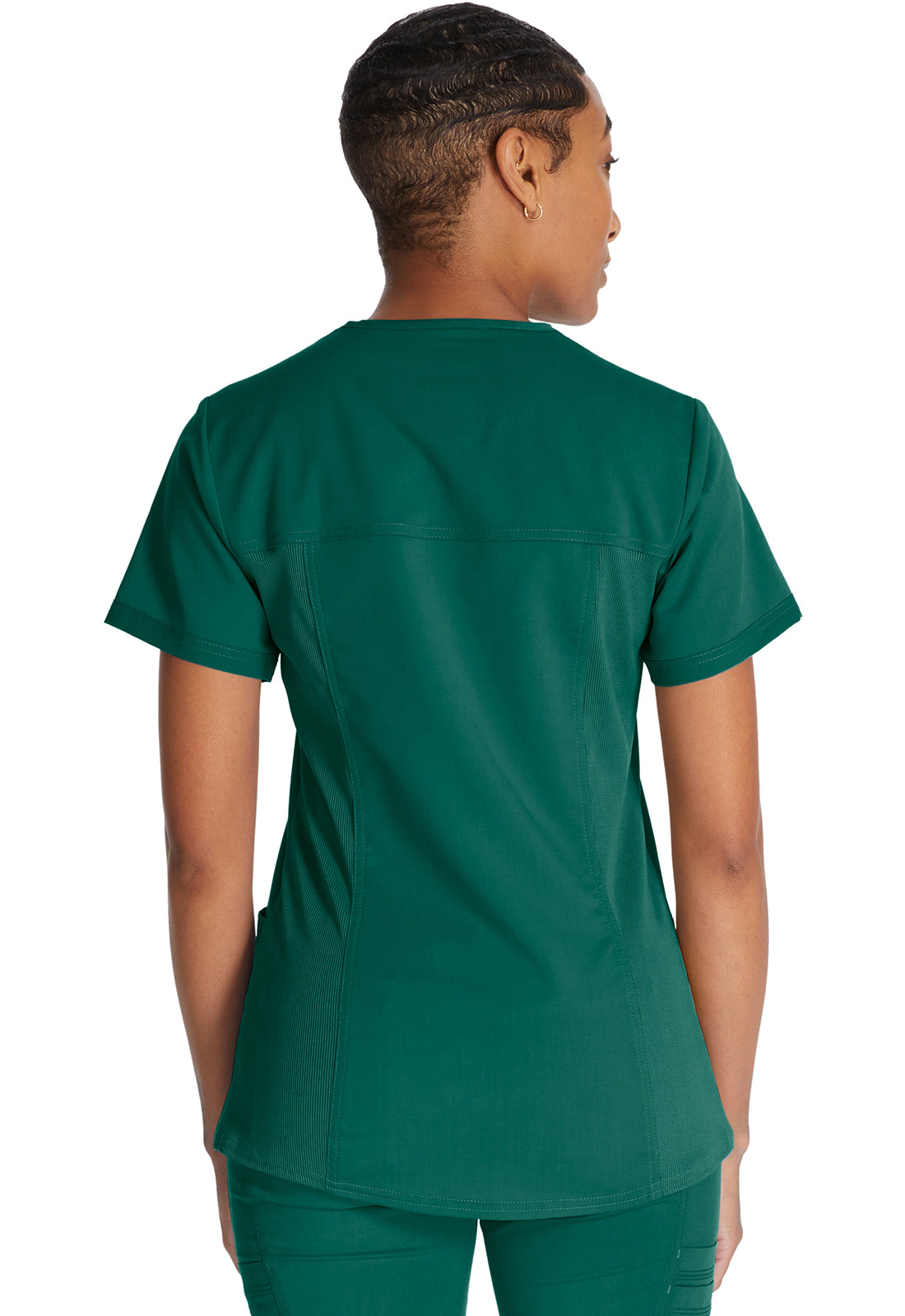 Dickies DKE870 V-Neck Top With Rib Knit Panels - Hunter Green (back)