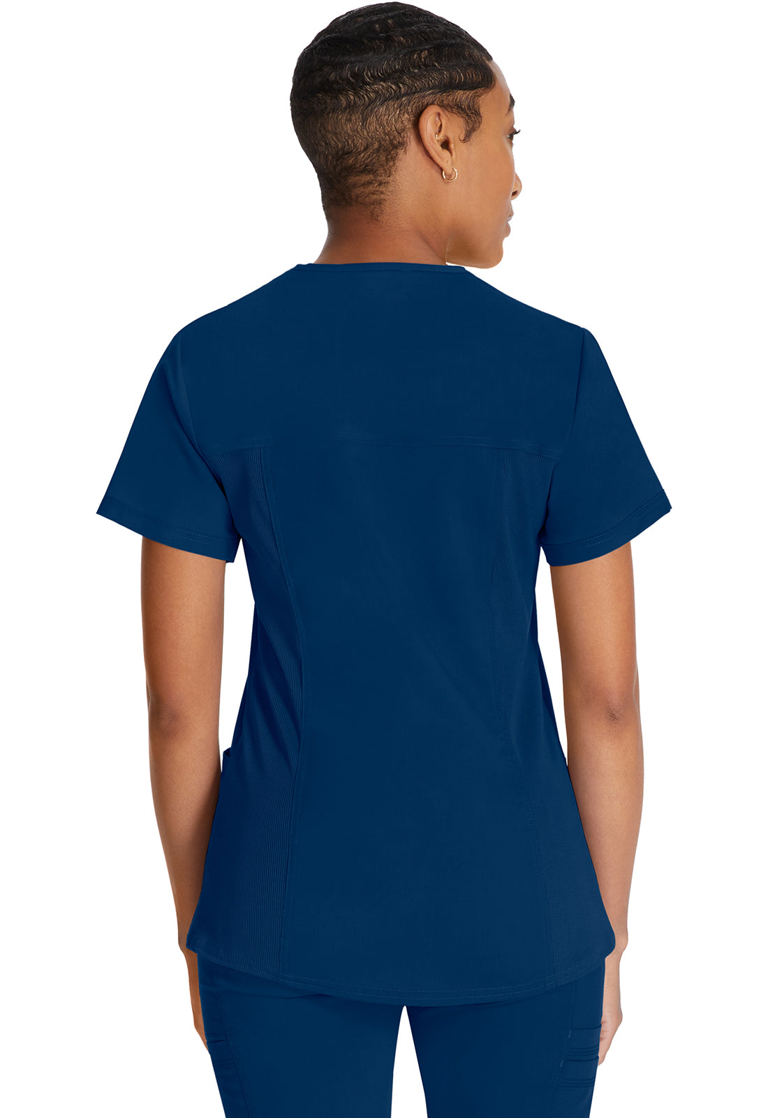 Dickies DKE870 V-Neck Top With Rib Knit Panels - Navy (back)