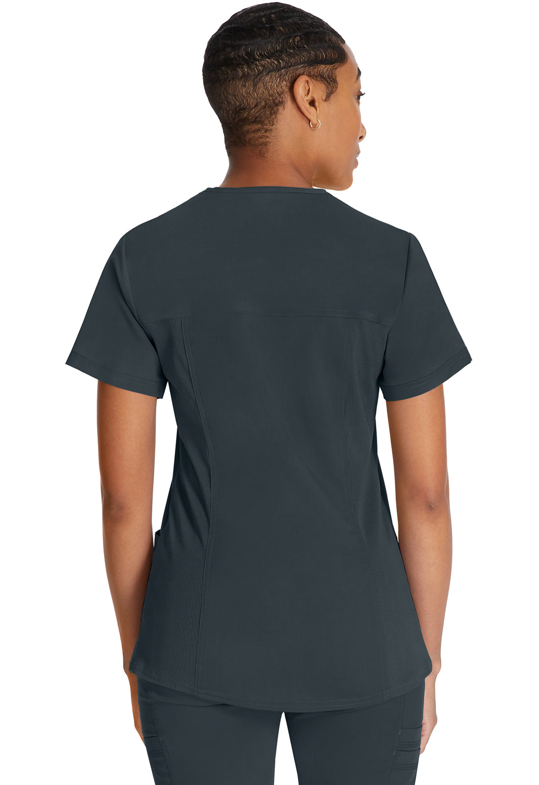 Dickies DKE870 V-Neck Top With Rib Knit Panels - Pewter (back)