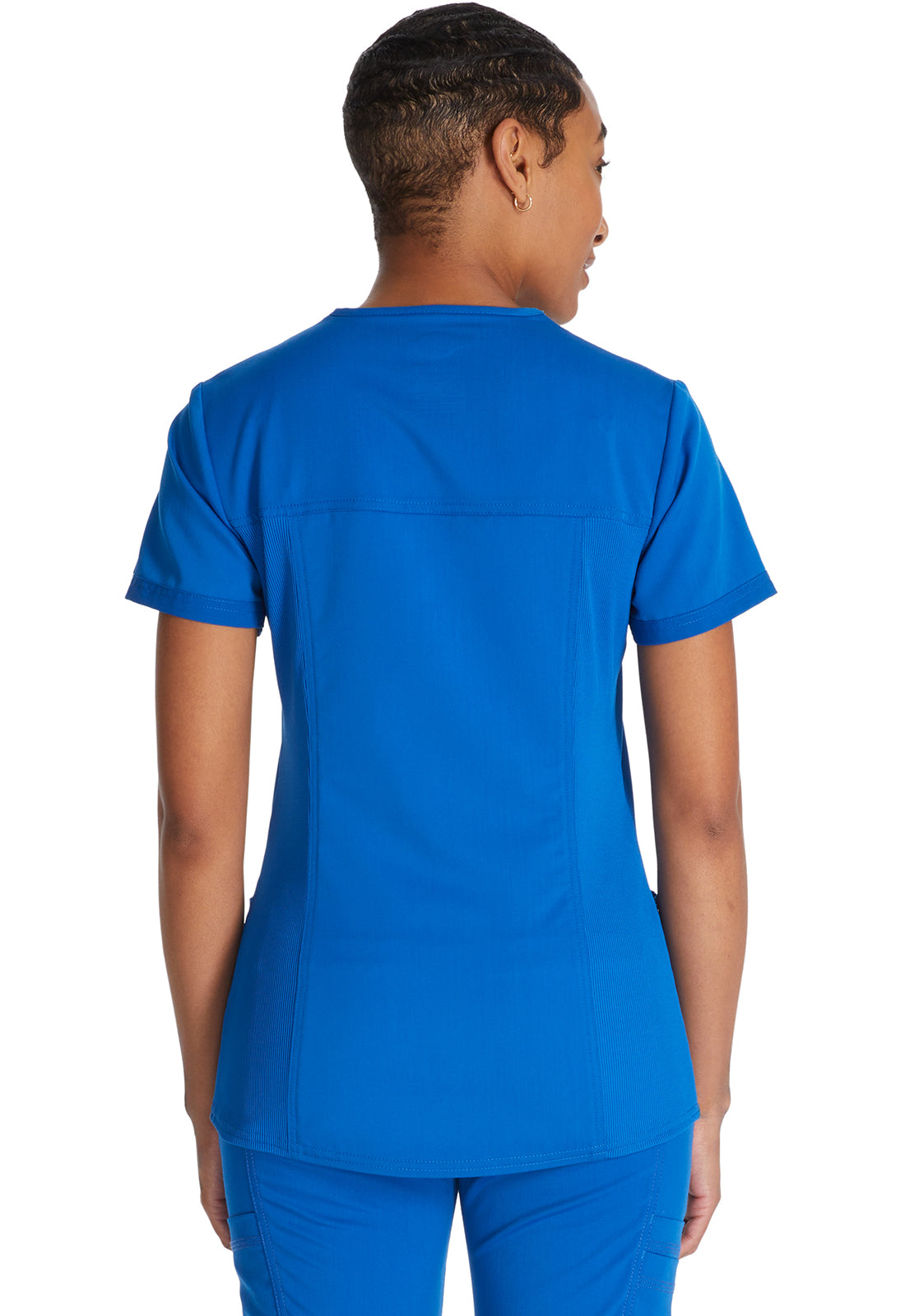Dickies DKE870 V-Neck Top With Rib Knit Panels - Royal (back)