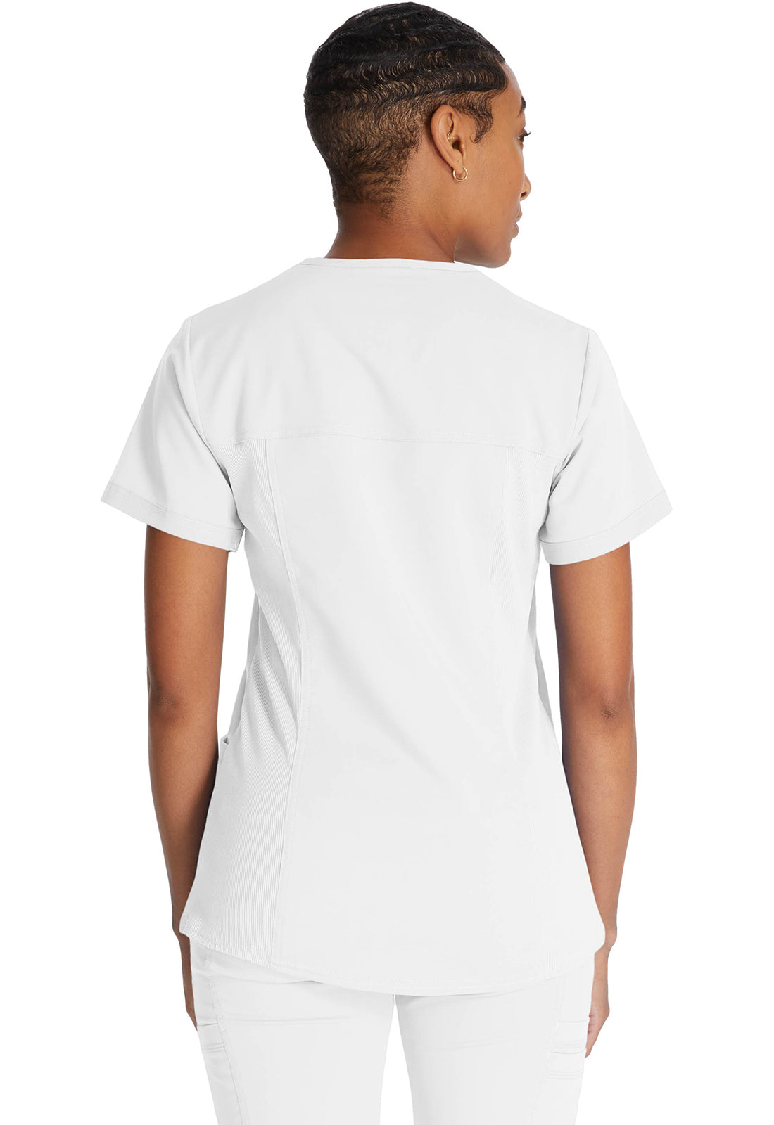 Dickies DKE870 V-Neck Top With Rib Knit Panels - White (back)