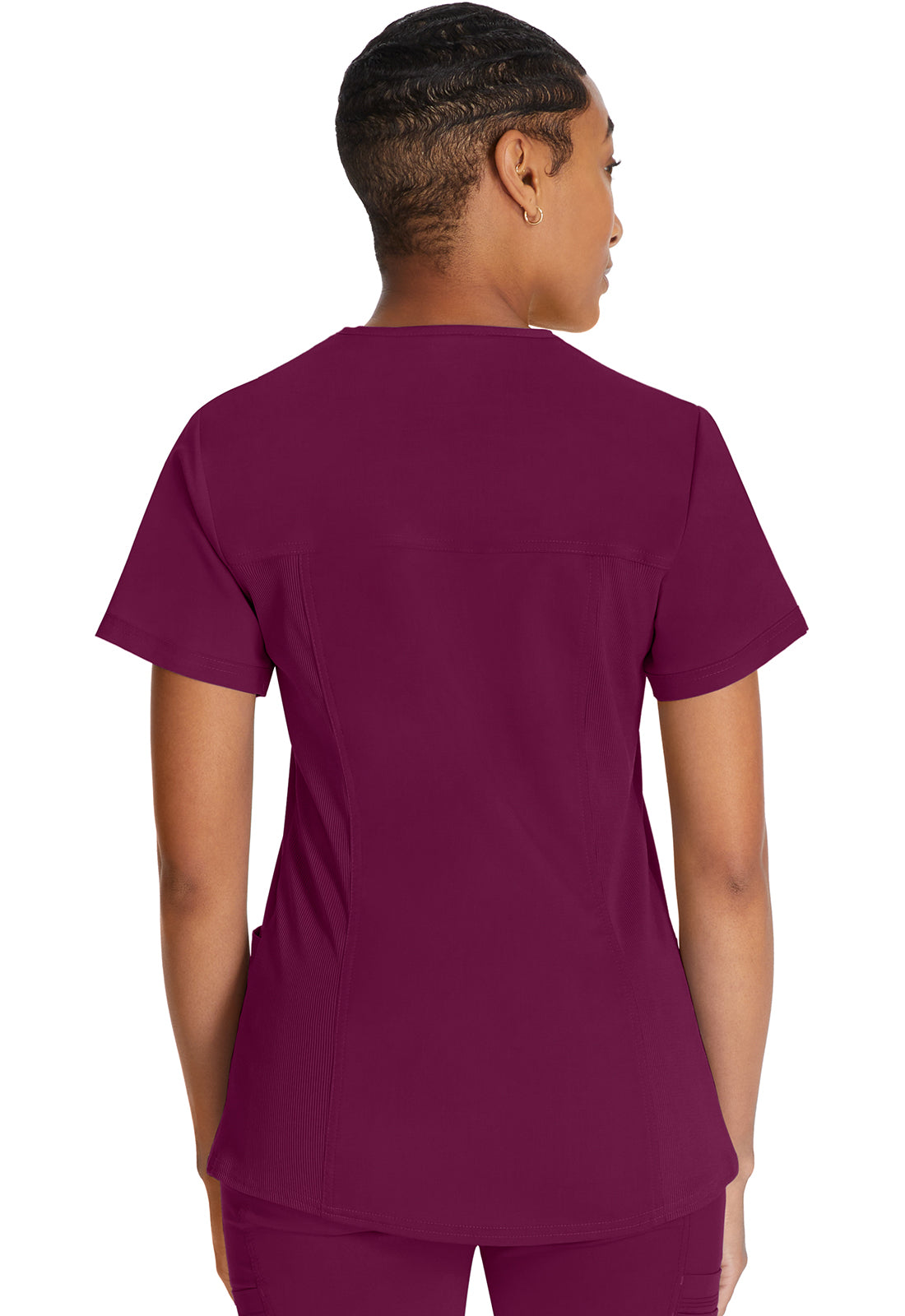 Dickies DKE870 V-Neck Top With Rib Knit Panels - Wine (back)