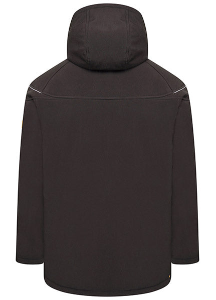 JCB D-ML Workwear Trade Hooded Softshell Jacket Black back view