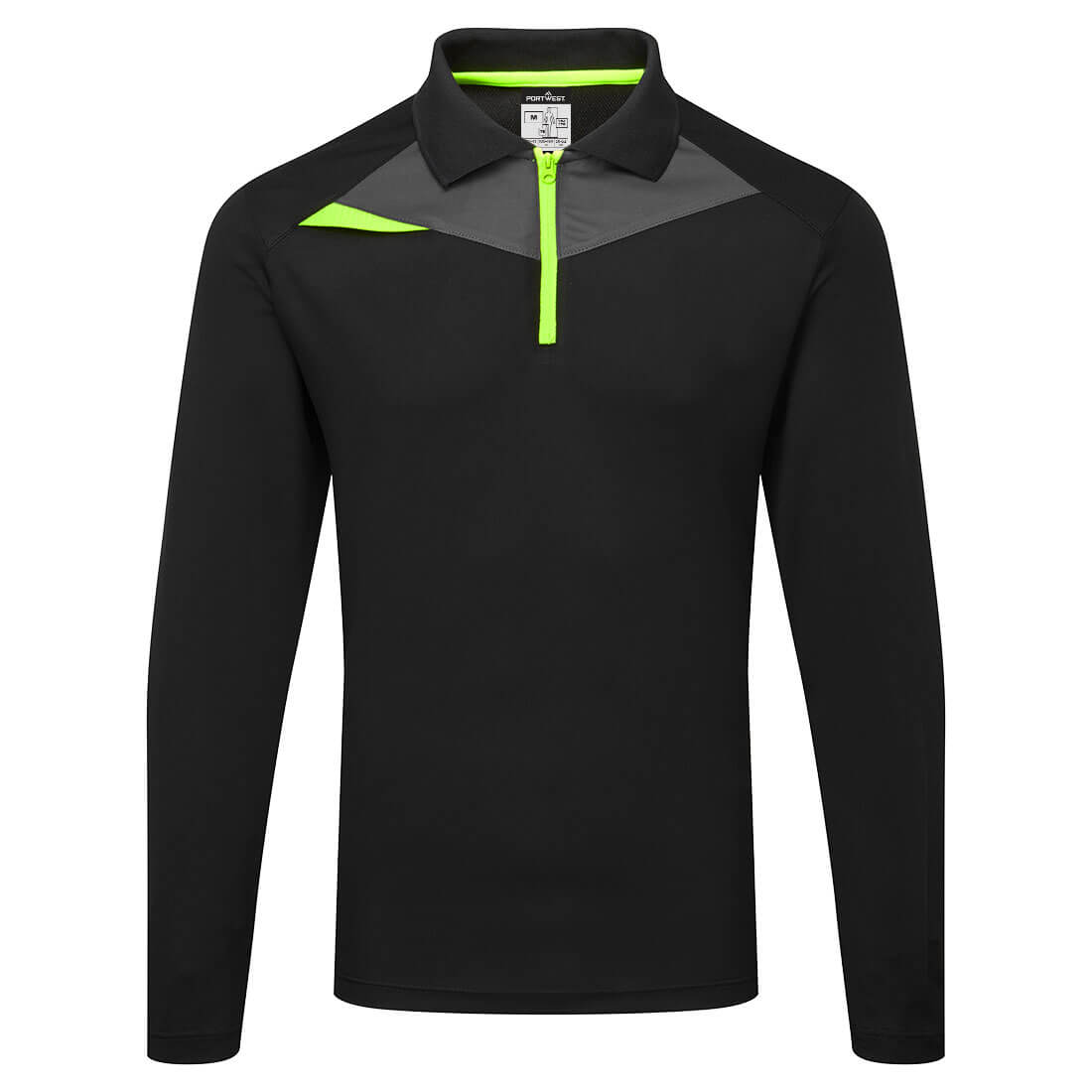 Portwest DX4 Polo Shirt L/S in Black, main product image