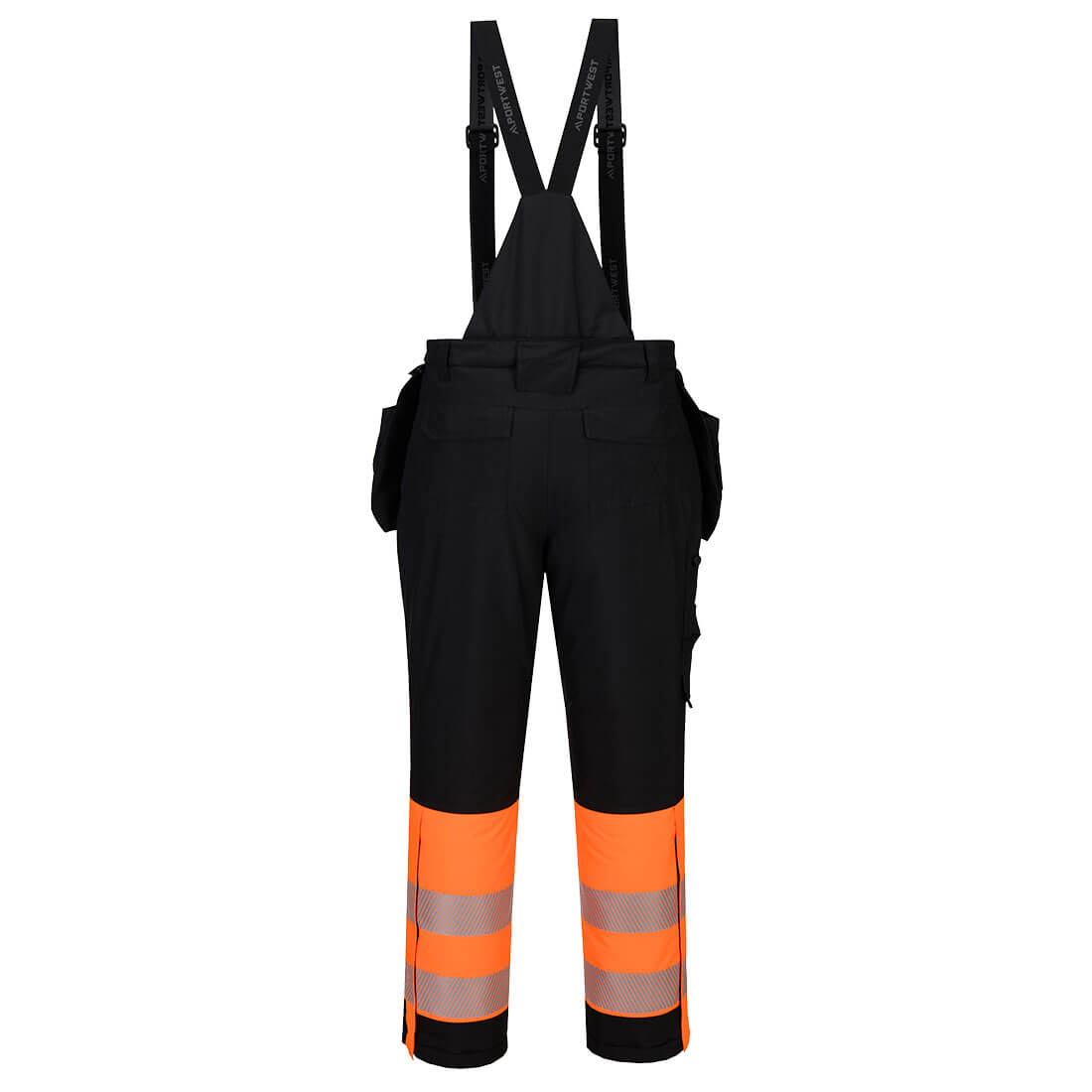 Portwest DX437 DX4 Hi-Vis Class 1 Winter Bib and Brace in Orange/Black, back view