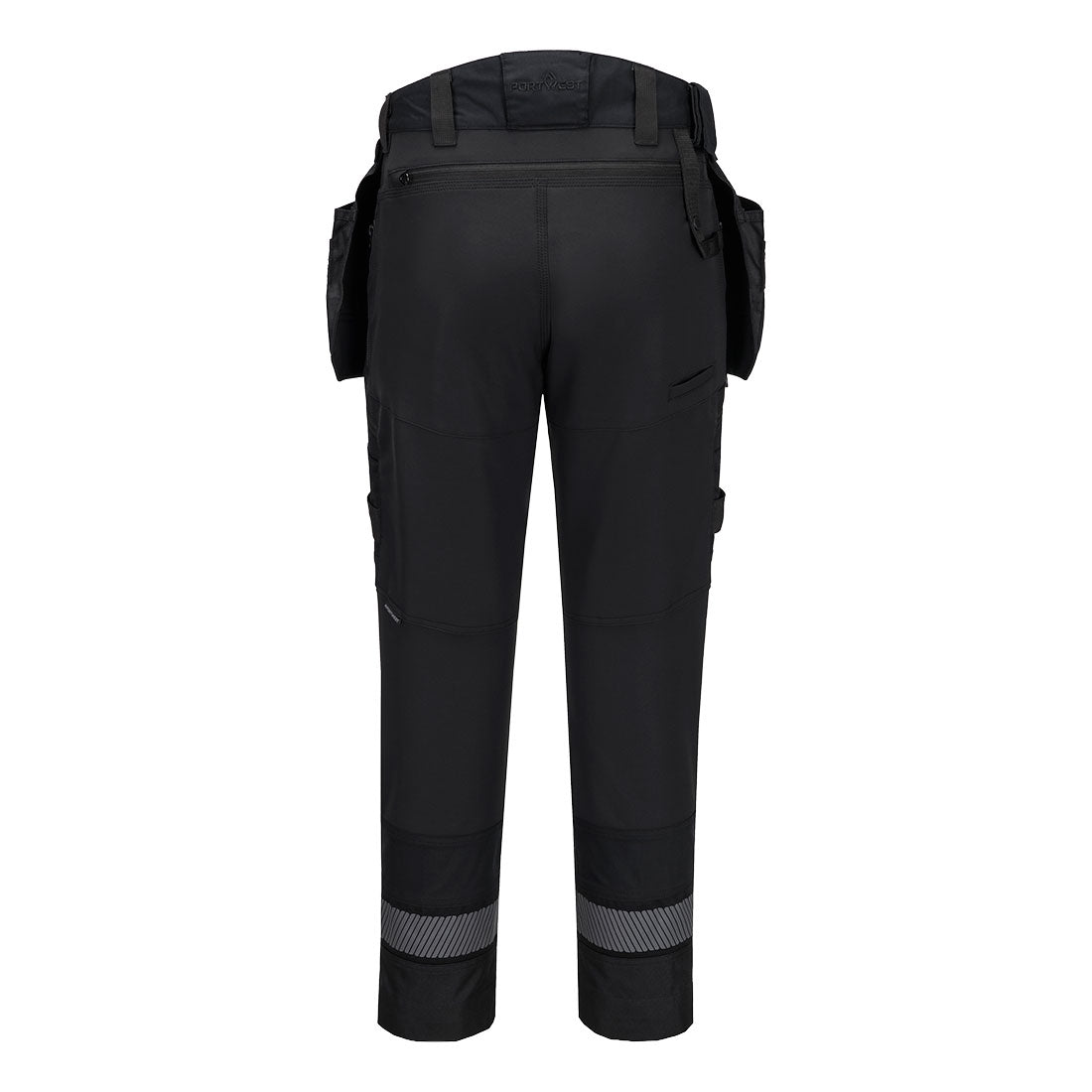 Portwest DX440 DX4 Detachable Holster Pocket Trousers in All Black, back view