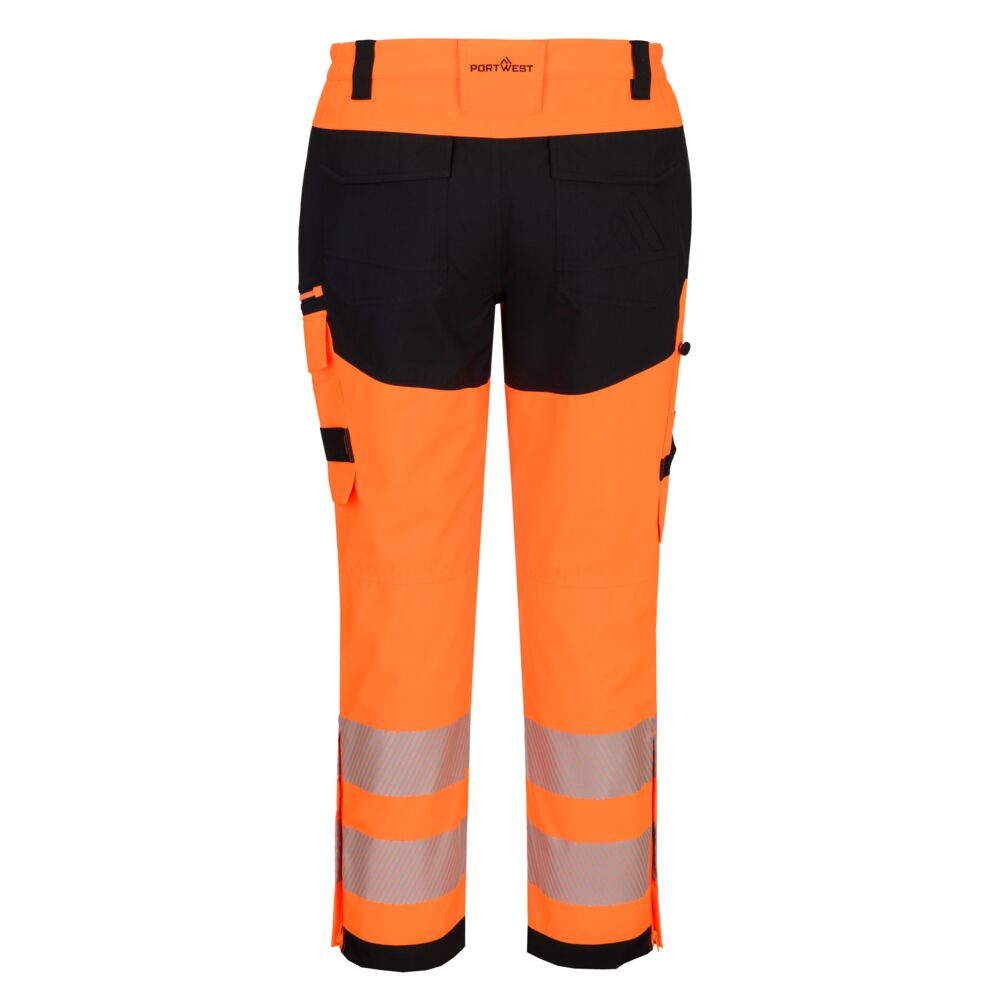 Portwest DX448 DX4 Hi-Vis Rain Trouser in Orange/Black, back view