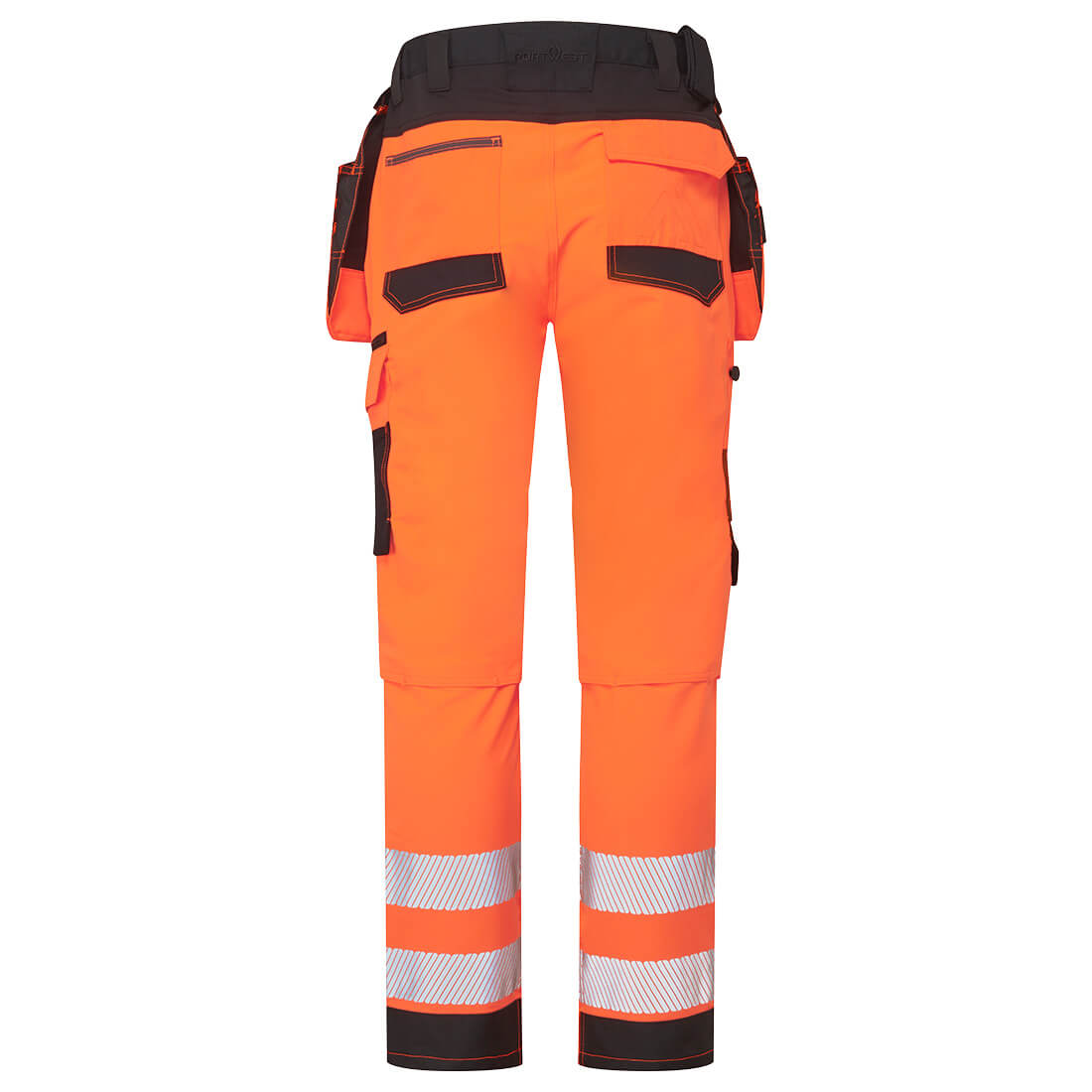 Portwest DX454 DX4 Hi-Vis Detachable Holster Pocket Craft Trousers in Orange/Black, back view
