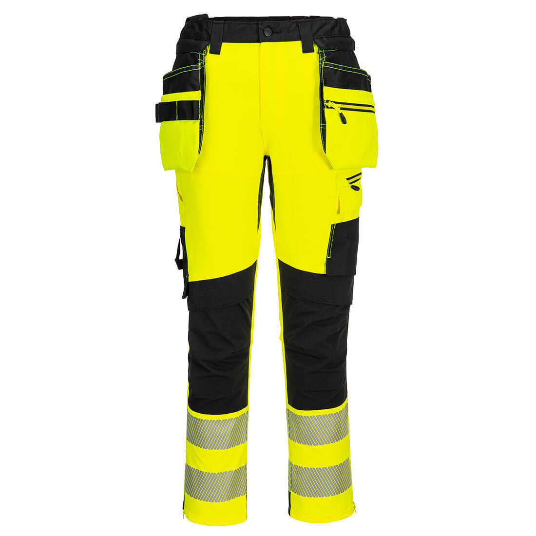 Portwest DX4 Hi-Vis Detachable Holster Pocket Craft Trousers in Yellow/Black, image 2