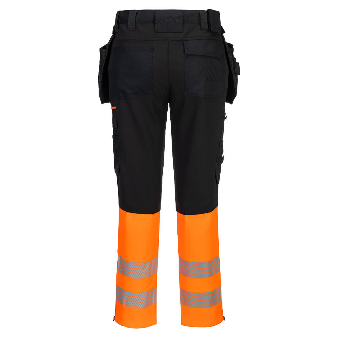 Portwest DX457 DX4 Hi-Vis Class 1 Detachable Holster Pocket Craft Trousers in Orange/Black, back view