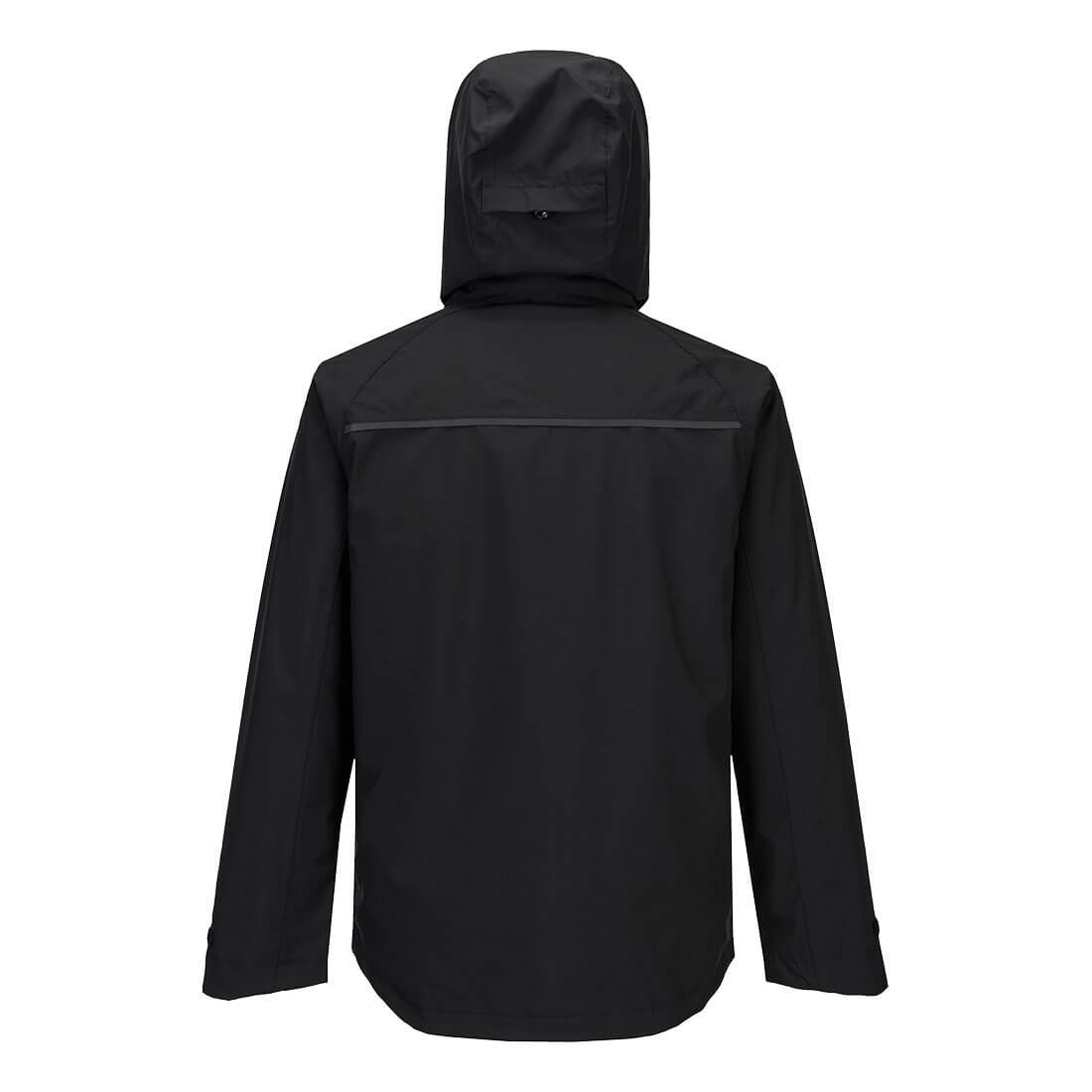 Portwest DX463 DX4 Rain Jacket in All Black, back view