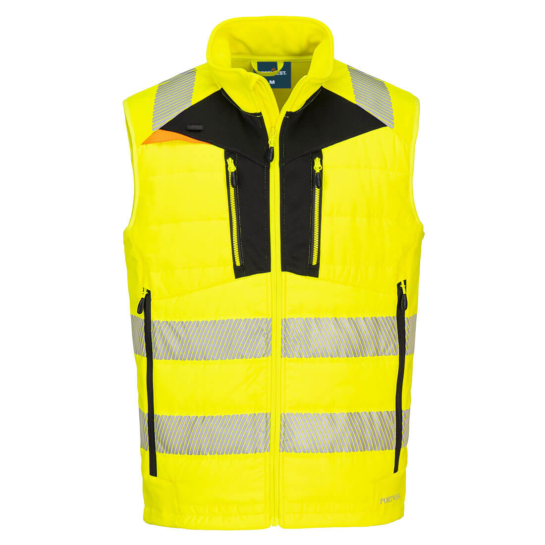 Portwest DX4 Hi-Vis Hybrid Baffle Bodywarmer in Yellow/Black, image 2