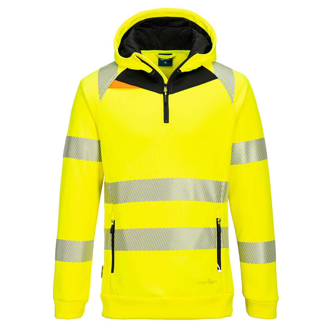 Portwest DX4 Hi-Vis 1/4 Zip Hoodie in Yellow/Black, image 2