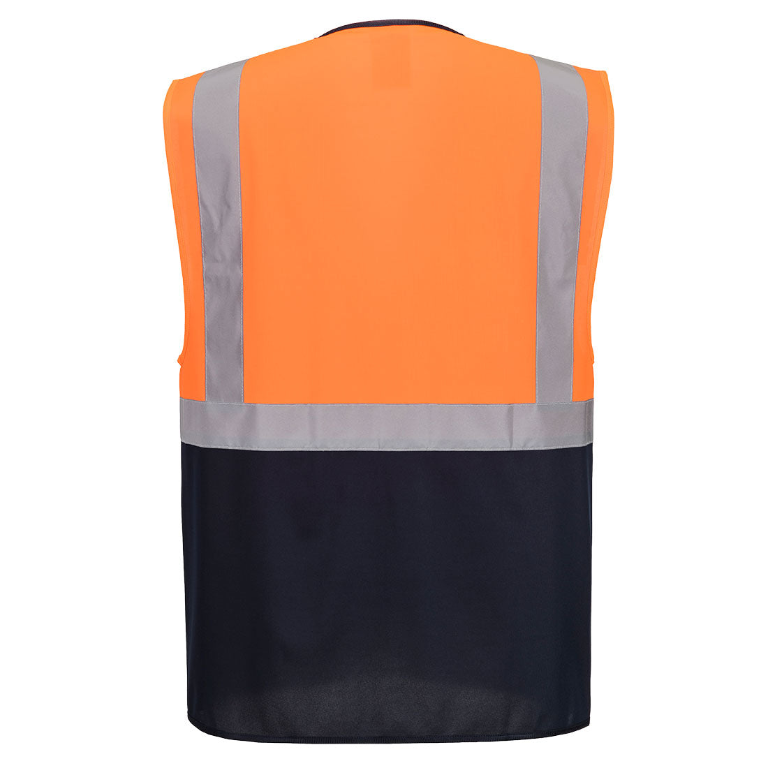 Portwest ES076 ES1 Essential Hi-Vis Contrast Executive Vest in Orange/Navy, back view