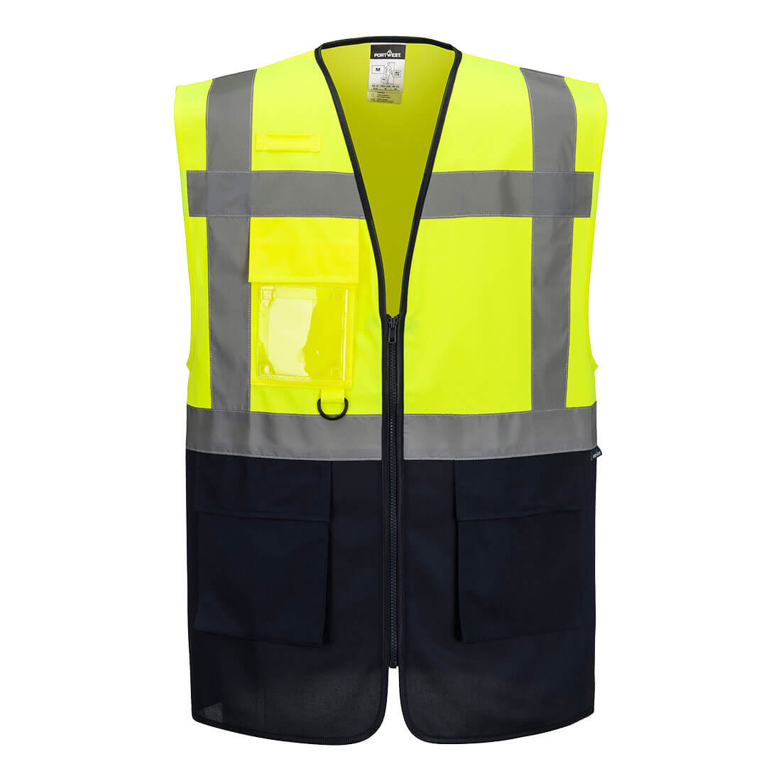 Portwest ES1 Essential Hi-Vis Contrast Executive Vest in Yellow/Navy, image 2