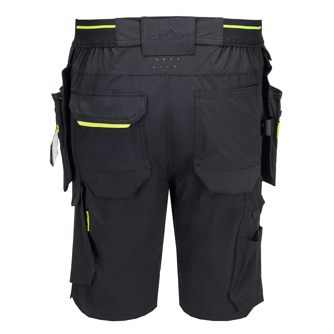 Portwest EV444 EV4 Lightweight Detachable Holster Shorts in Black, back view