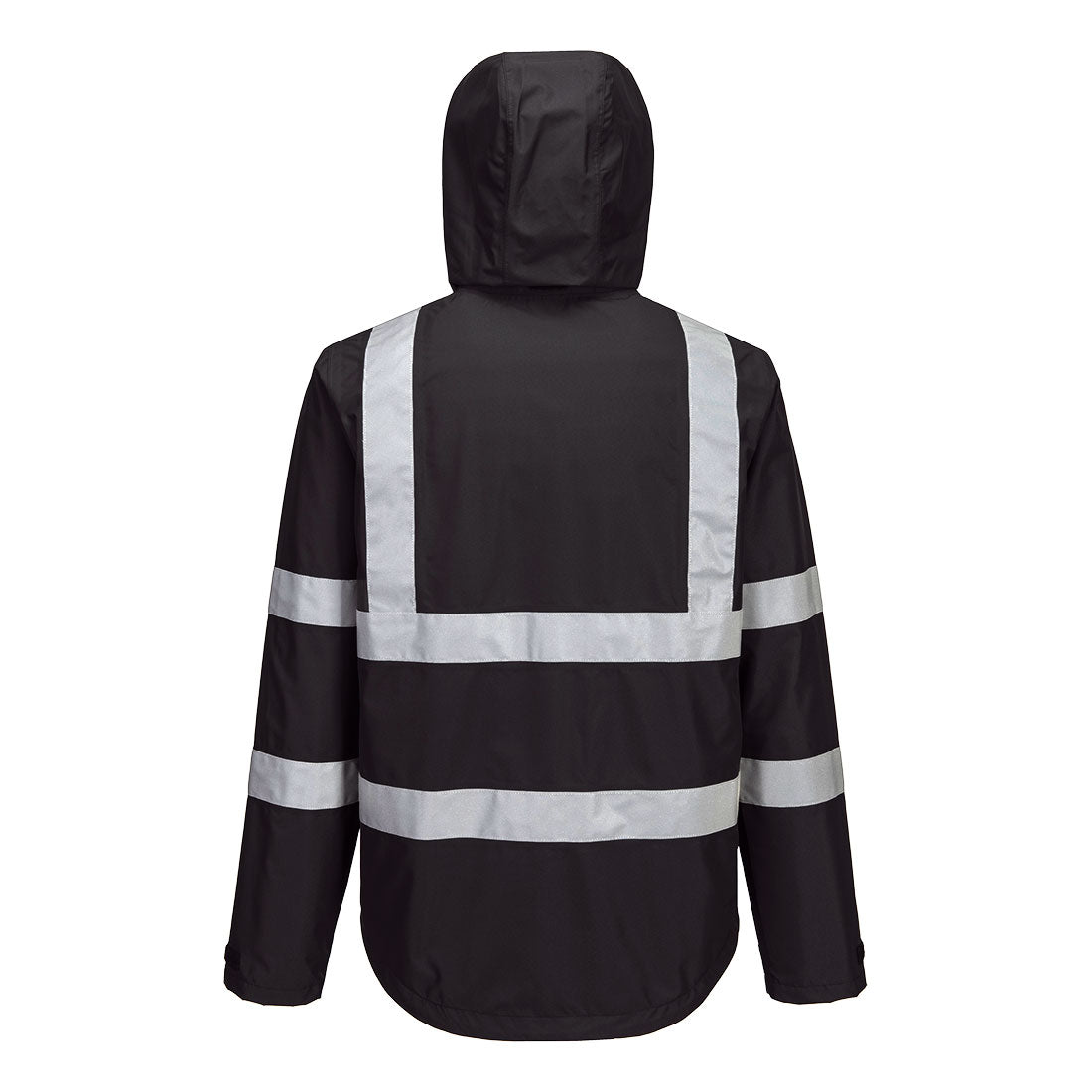 Portwest F442 Iona Enhanced Lightweight Packable Jacket in Black, back view