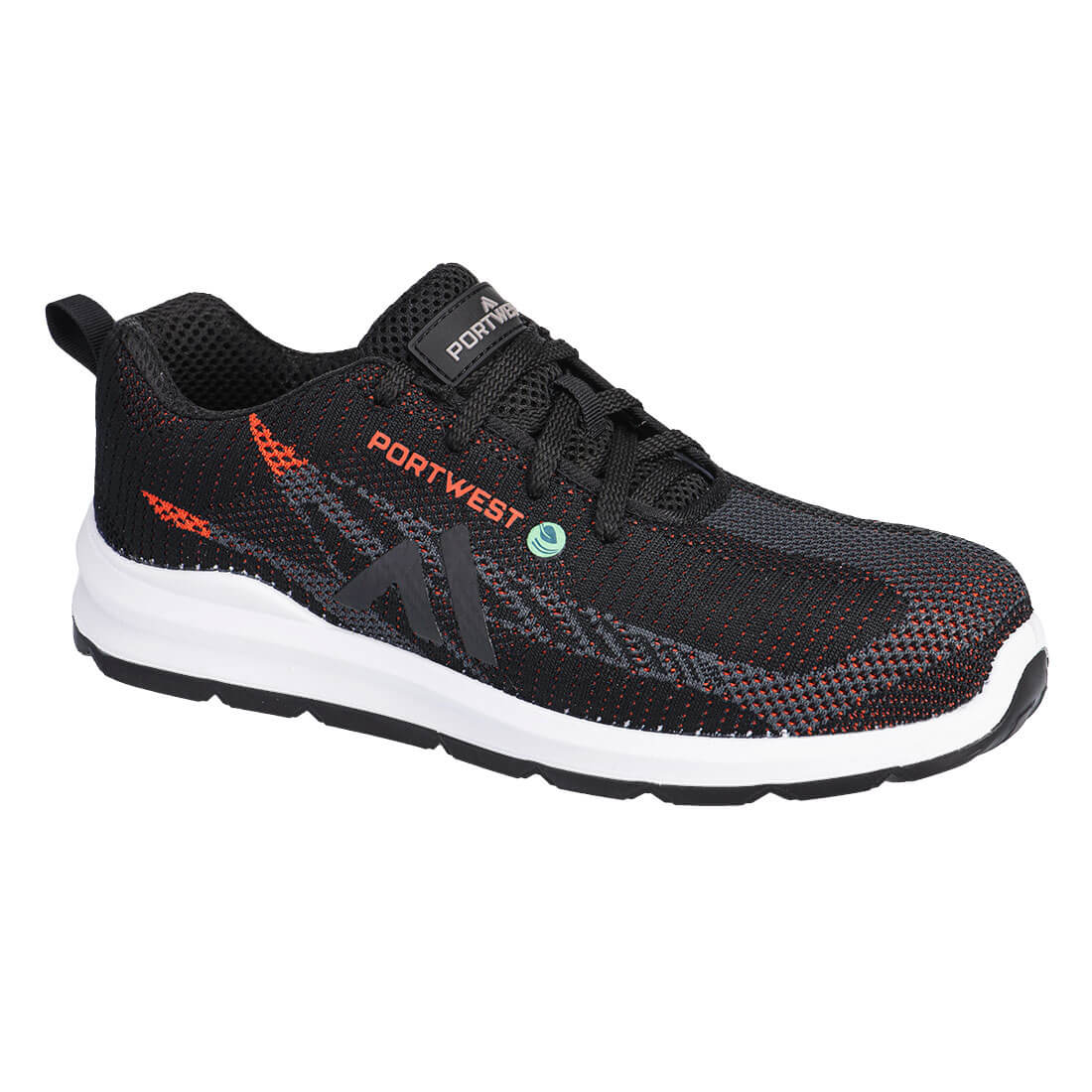 Portwest Composite Flynite Trainer S1PS SR FO in Black/Red, image 2