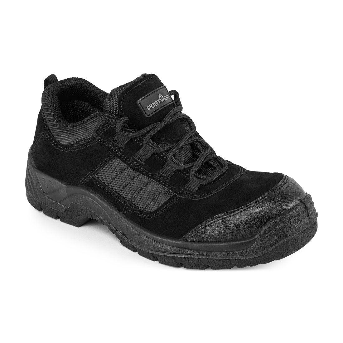 Portwest Composite Cow Suede Leather Low Shoe S1 SR in Black, main product image