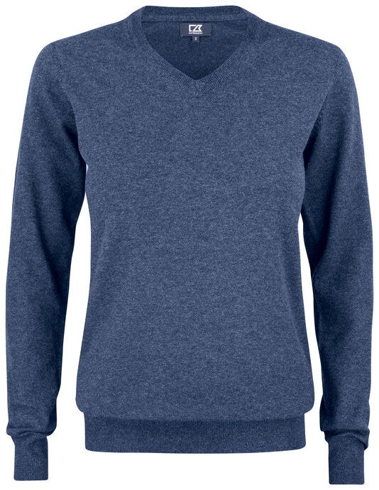 Cutter & Buck C&amp;B Ladies Oakville V-Neck Sweater - Navy Melange