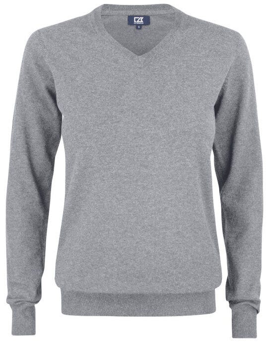 Cutter & Buck C&amp;B Ladies Oakville V-Neck Sweater - Grey Melange