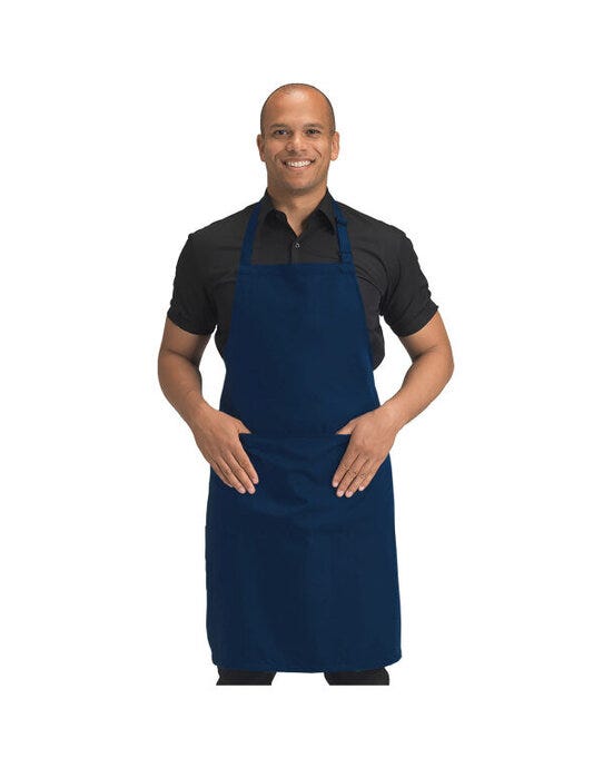 Dennys Recycled Bib Apron With Pocket - Navy
