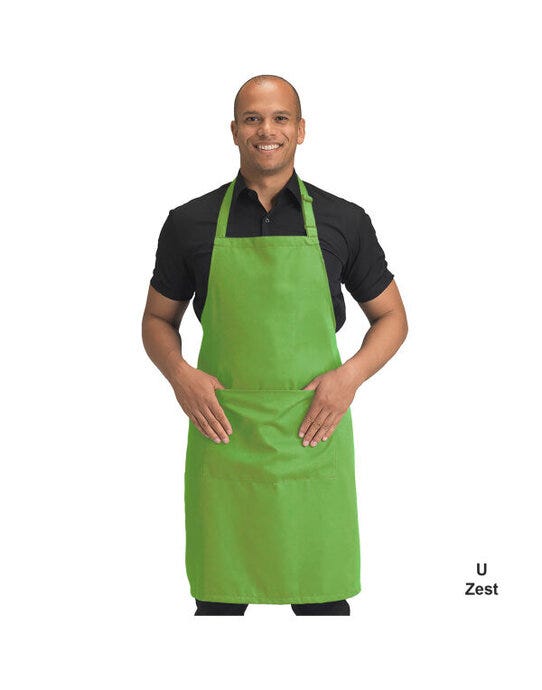 Dennys Recycled Bib Apron With Pocket - Zest