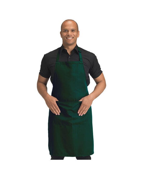 Dennys Recycled Bib Apron With Pocket - Bottle Green