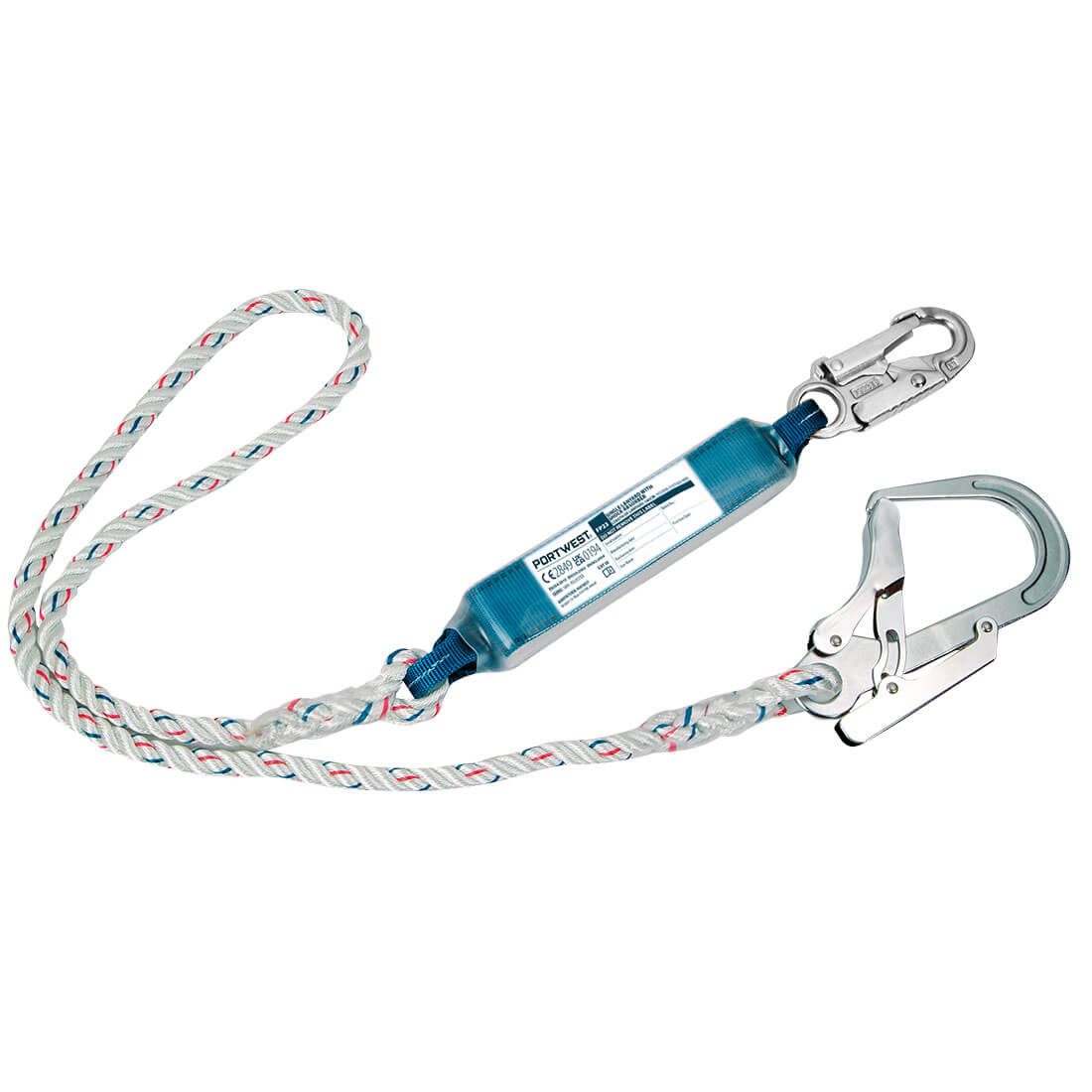 Portwest Single 1.8m Lanyard With Shock Absorber in White, main product image