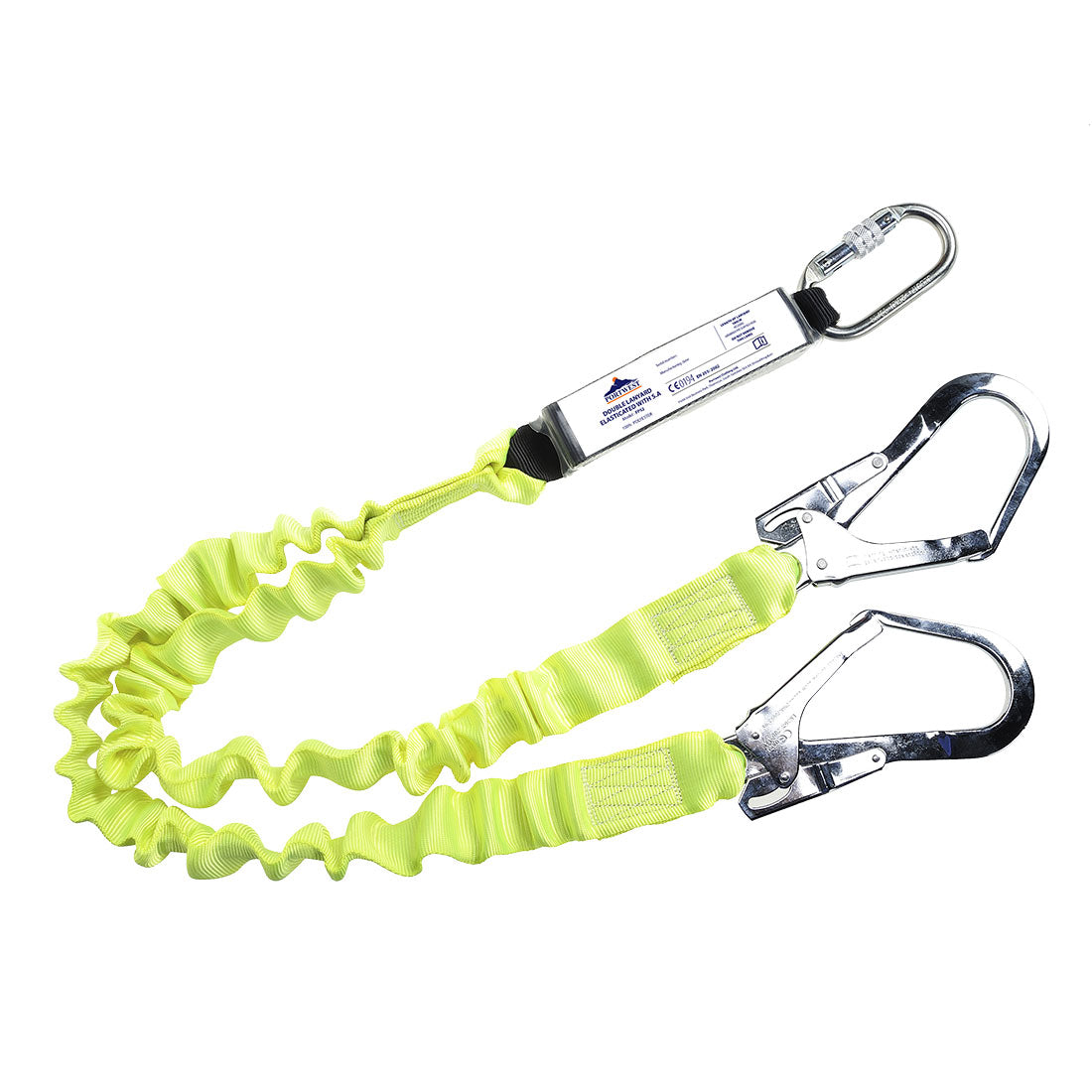 Portwest Double Elasticated 1.8m Lanyard With Shock Absorber in Yellow, main product image