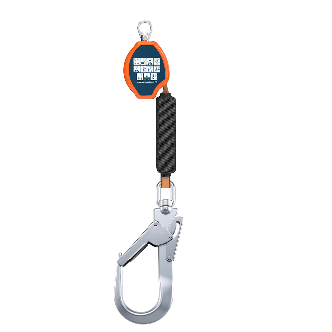 Portwest FP80 2m Self Retract Lifeline 140kg in Orange/Black, back view