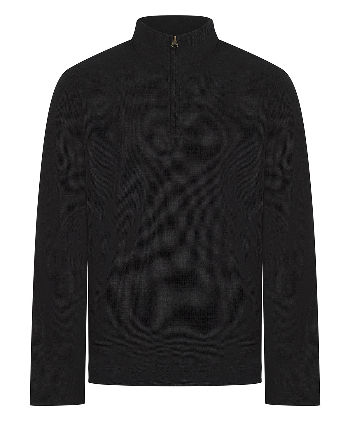 Front Row Premium piqué 1/4-zip top in Black, front view