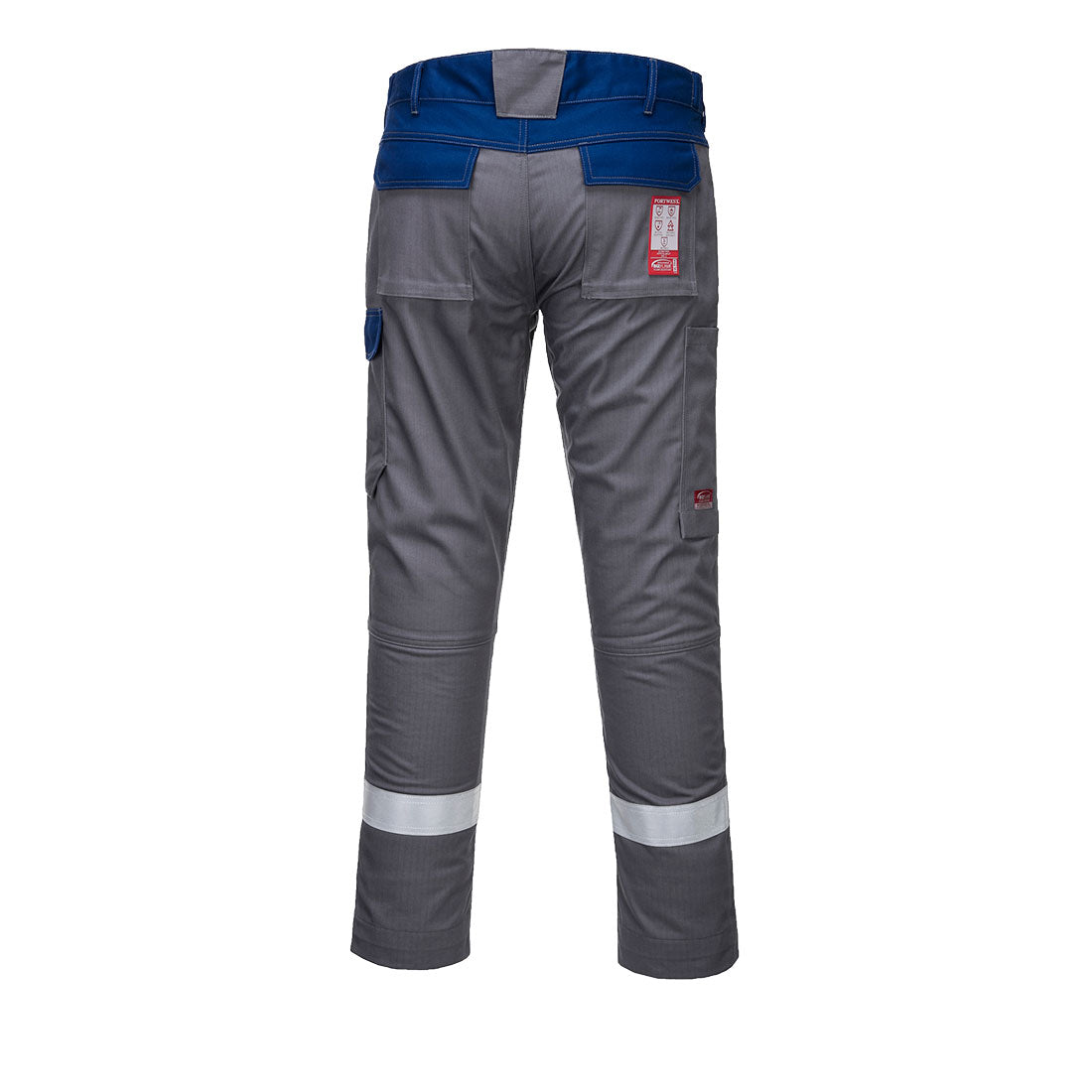 Portwest FR06 Bizflame Industry Two Tone FR Trousers in Grey, back view