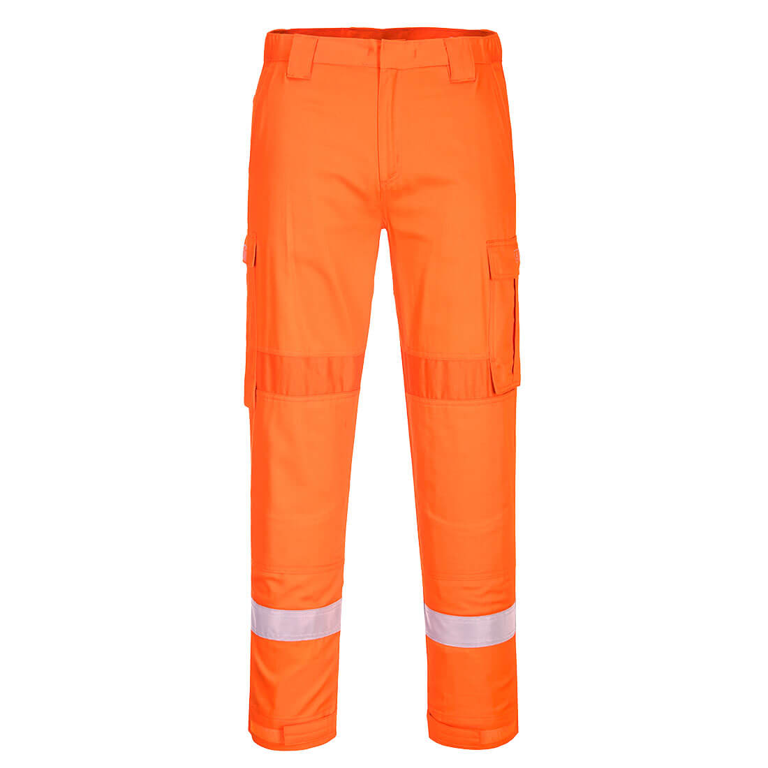 Portwest Bizflame Work Lightweight Stretch Panelled FR Trousers in Orange, image 2