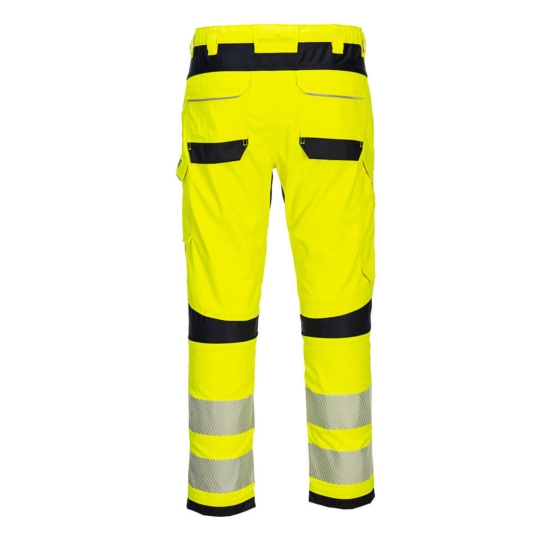 Portwest FR406 PW3 Modaflame Work Hi-Vis Multi-Norm FR Trousers in Yellow/Black, back view