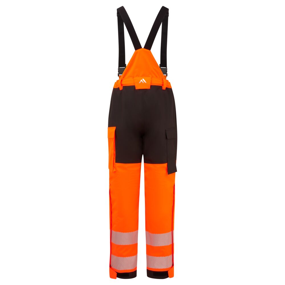 Portwest FR426 PW3 Modaflame Rain+ Hi-Vis Multi-Norm FR Winter Trousers in Orange/Black, back view