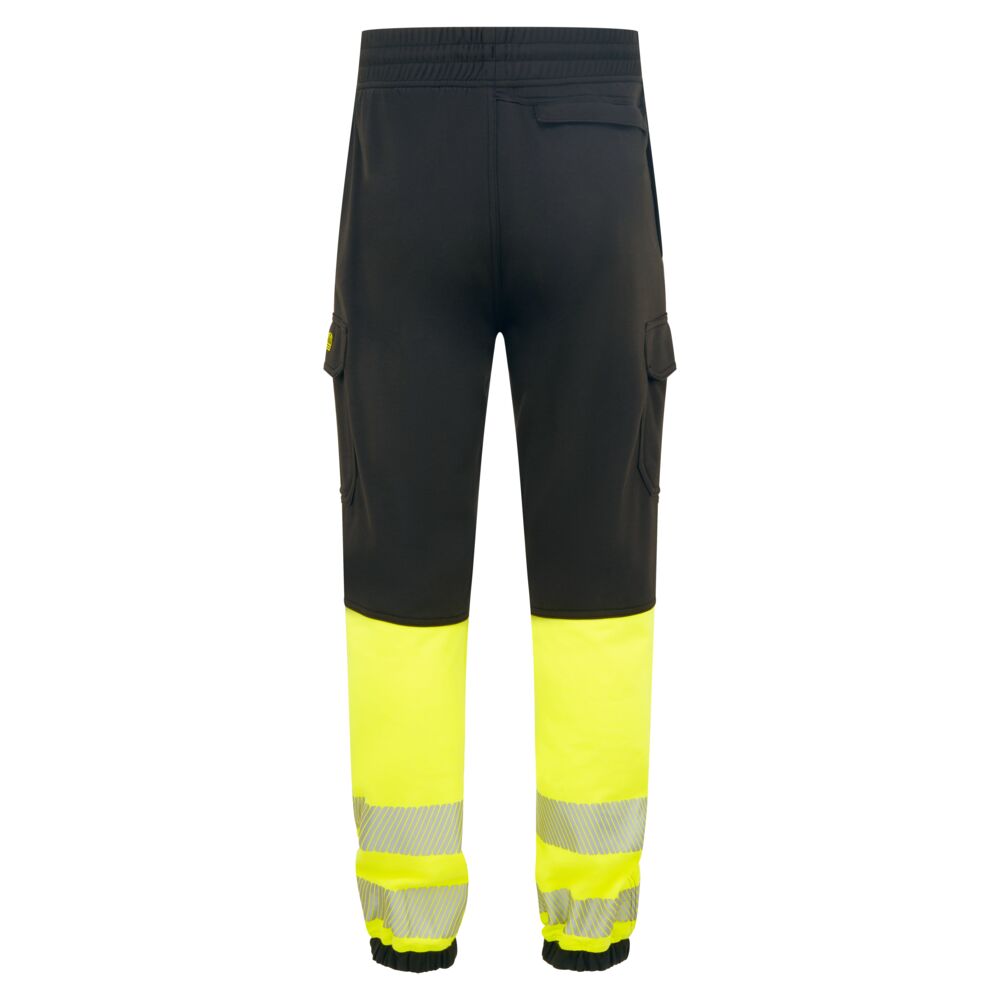 Portwest FR433 PW3 Modaflame Hi-Vis Class 1 FR Jogger in Black/Yellow, back view